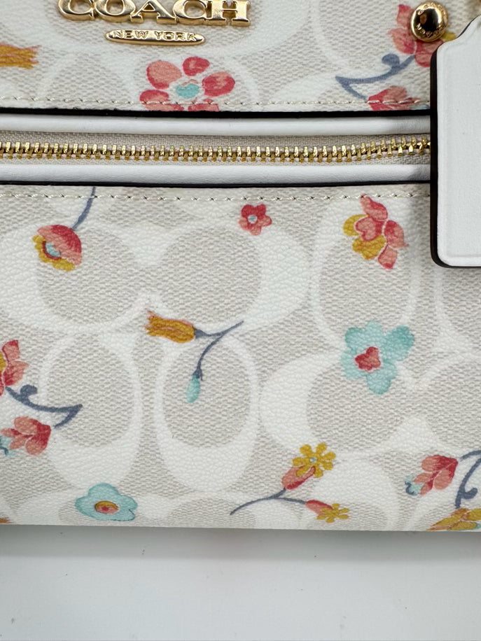 COACH Blue & Yellow Floral Rowan Satchel Purse NWT