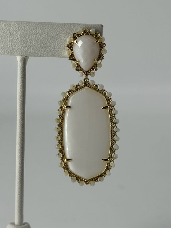 KENDRA SCOTT Gold Tone White Stone Earrings