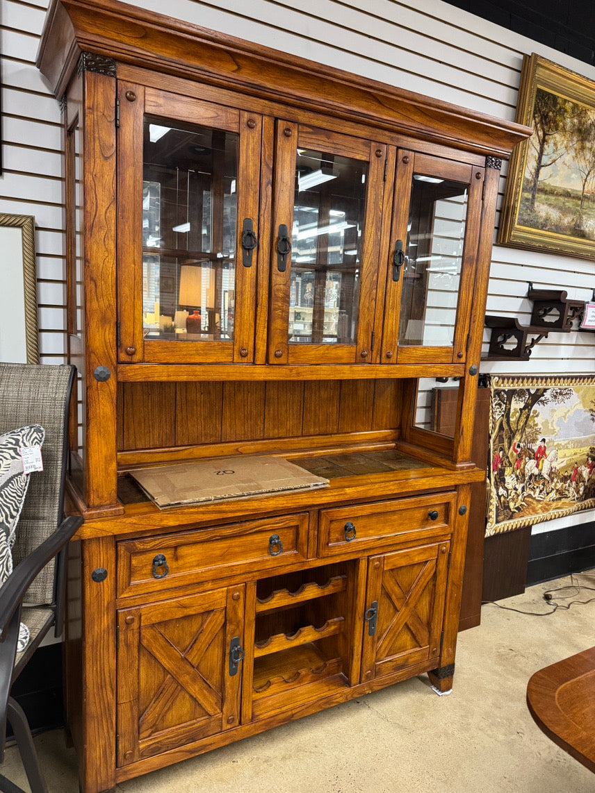 Wood 2-Piece Mirrored China Cabinet