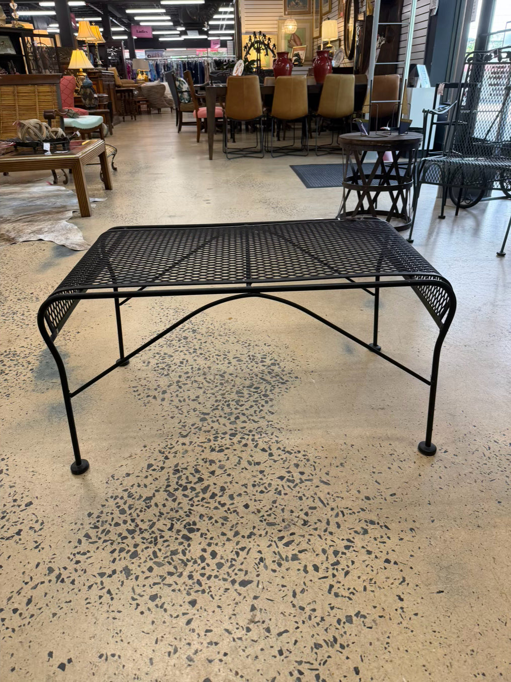 VINTAGE Black Wrought Iron Outdoor Coffee Table
