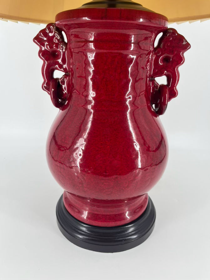Red Ceramic Lamp W/ Handles