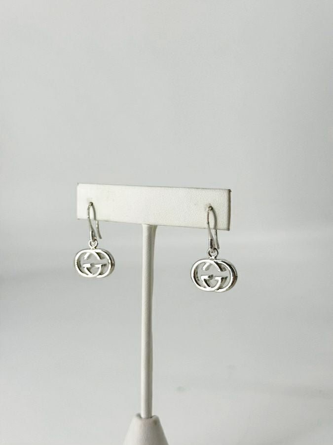 GUCCI STERLING SILVER Logo Earrings