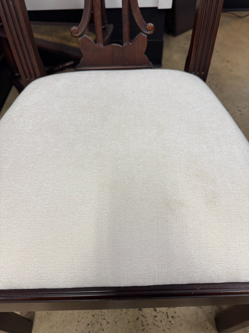 Wood & Cream Upholstered Side Chair