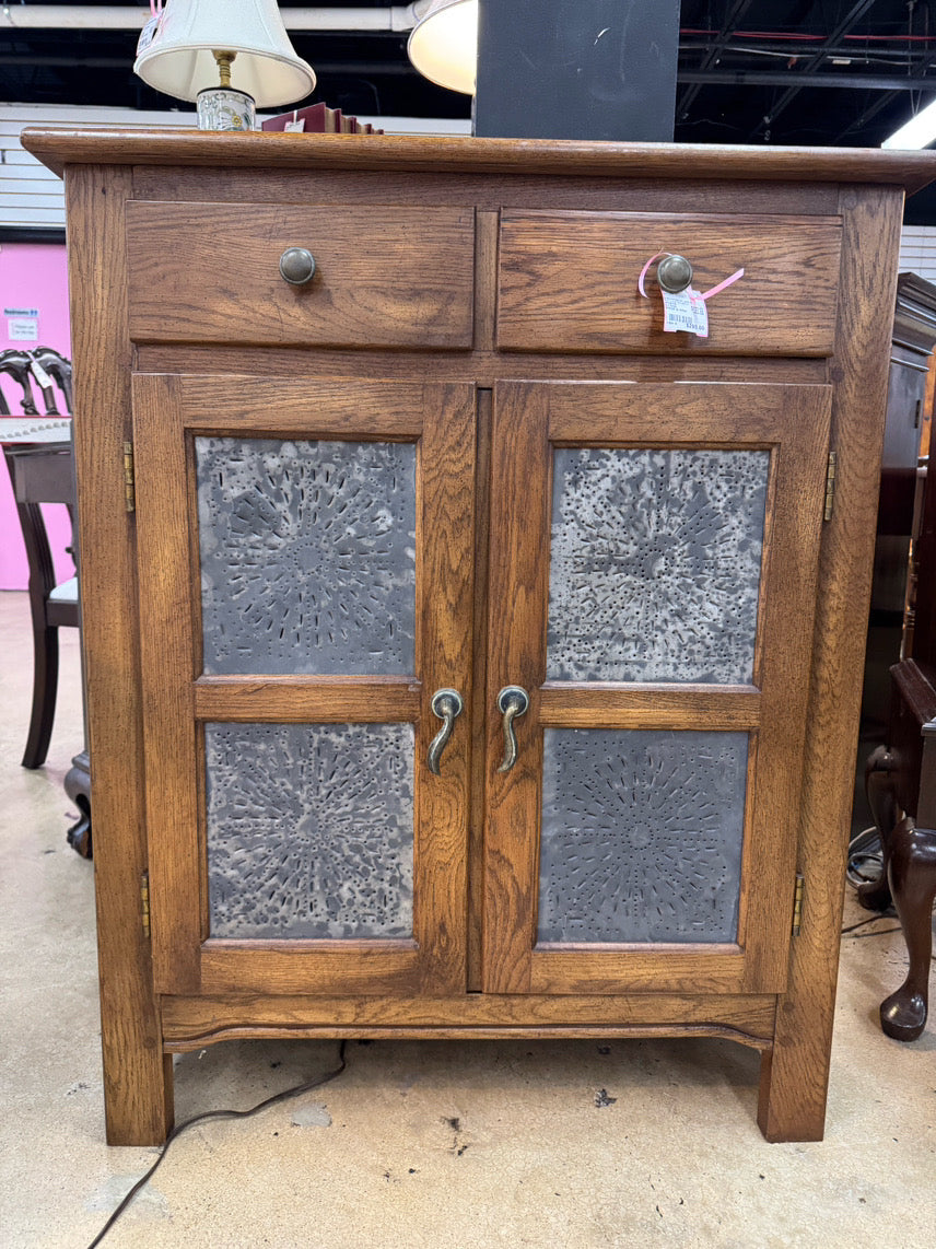 Wood & Punched Tin Doors Pie Safe