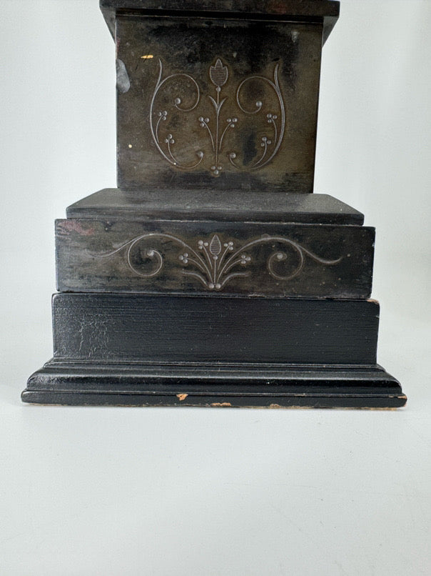 Black Neoclassical Urn Style Figural Pair of Lamps