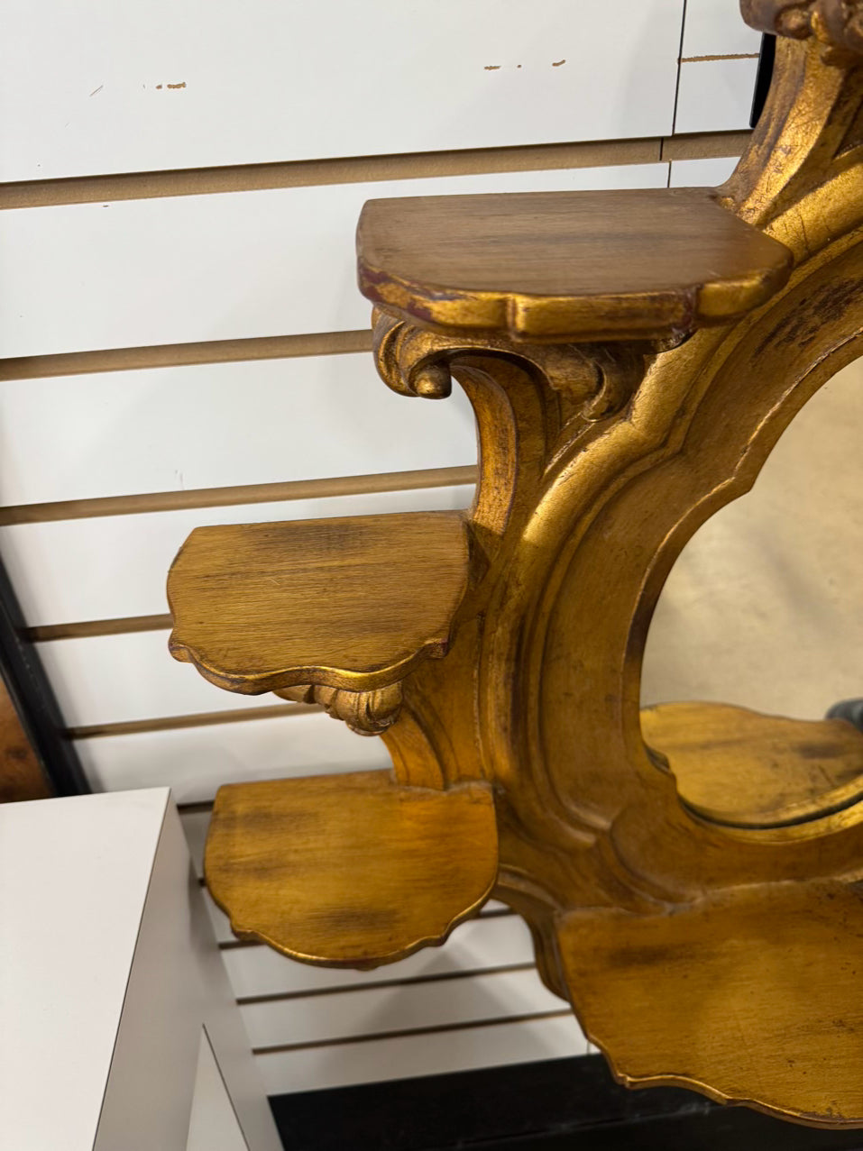 CHELSEA HOUSE Gilt Wood Mirror w/ Shelves on Sides