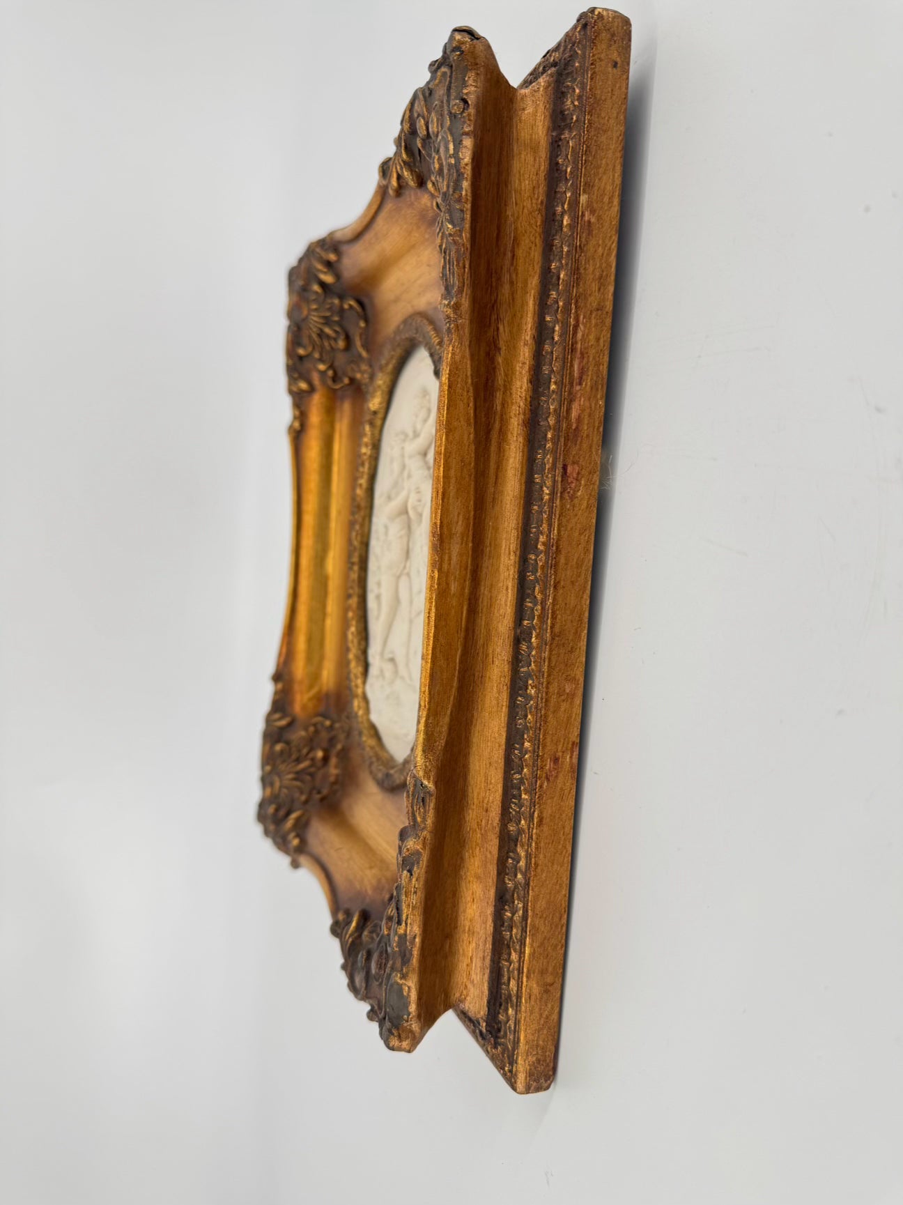 Bisque Relief Plaque in Ornate Gold Frame