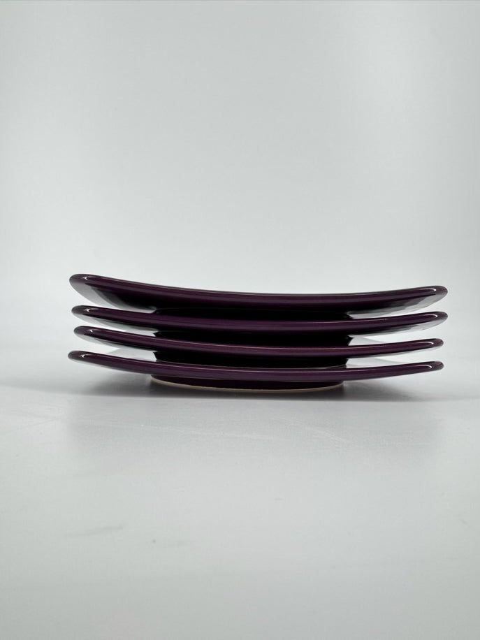 WAECHTERSBACH Plum Ceramic Square Set of 4 Salad Plates