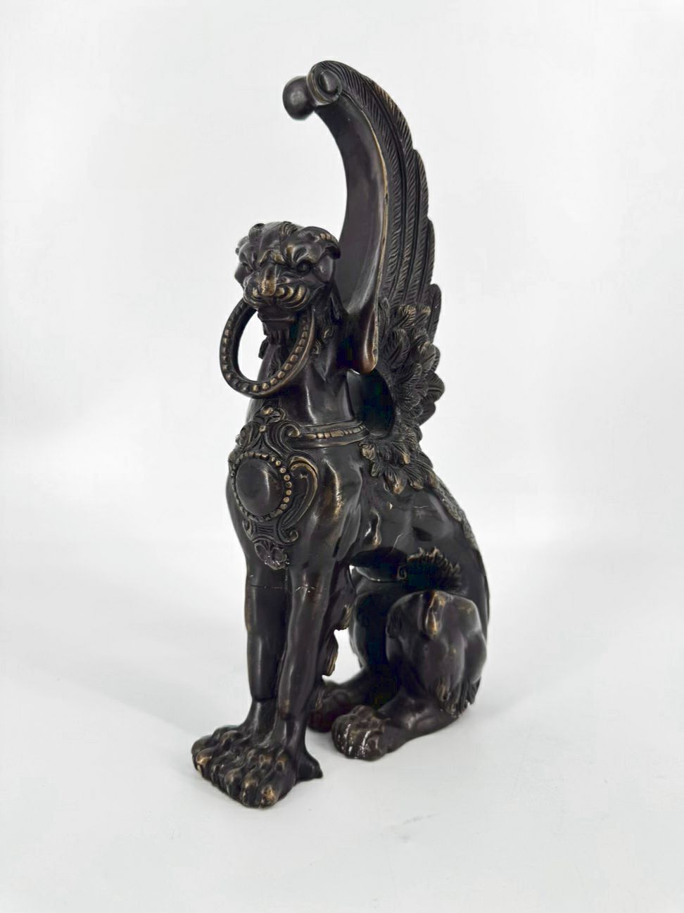 Metal Winged Lion Figure