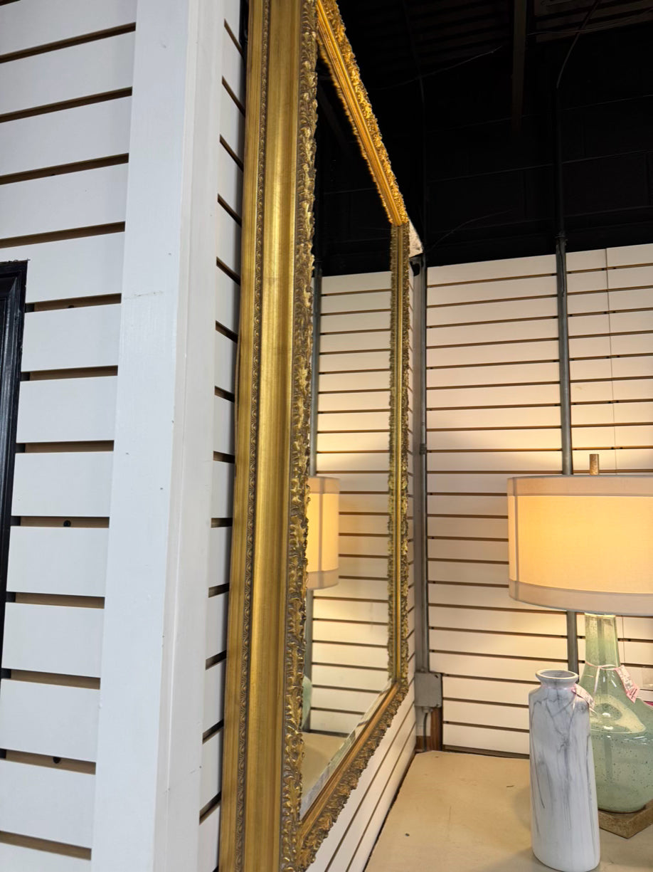 LA BARGE Gold Leaf Design Beveled Mirror