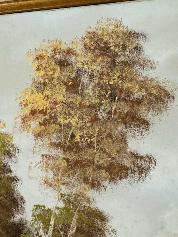 E. NEWHOLD Landscape Painting in Gold Frame