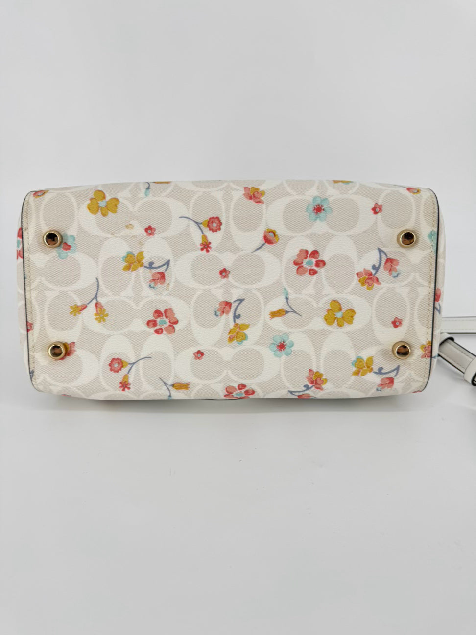 COACH Blue & Yellow Floral Rowan Satchel Purse NWT