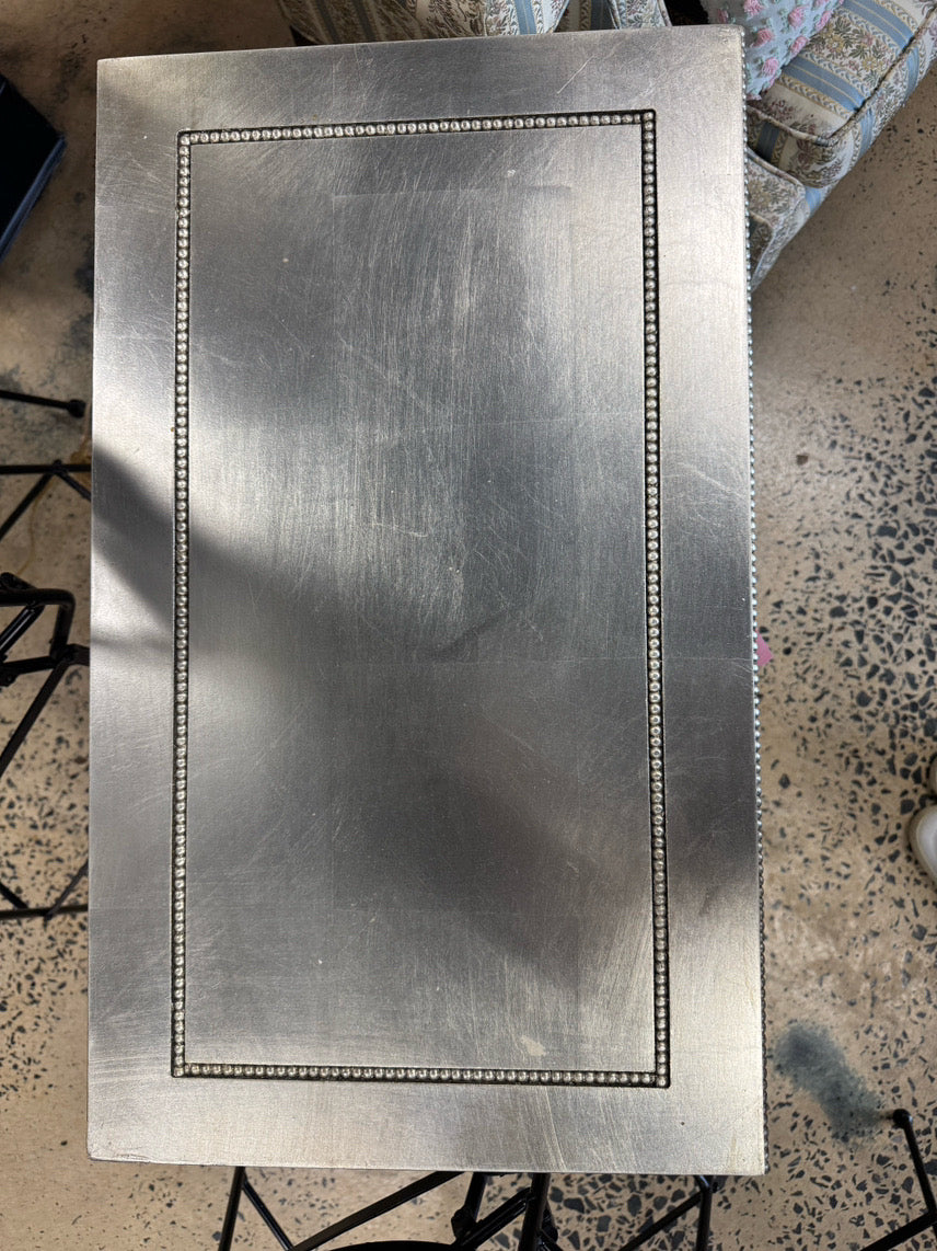 PIER 1 Silver Wood Beaded-Look End Table