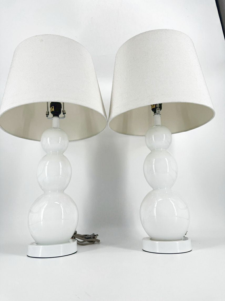 SAFAVIEH White Jayne Three Sphere Glass Pair of Lamps