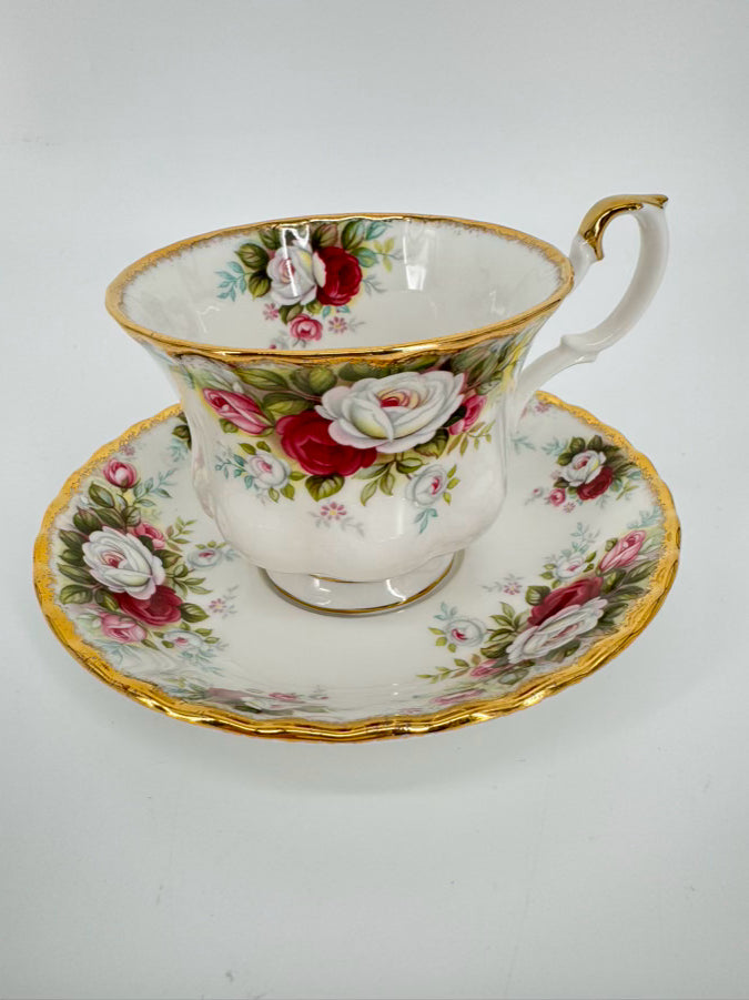 ROYAL ALBERT Pink & Green Bone China "Celebration" Dinner Set for 8