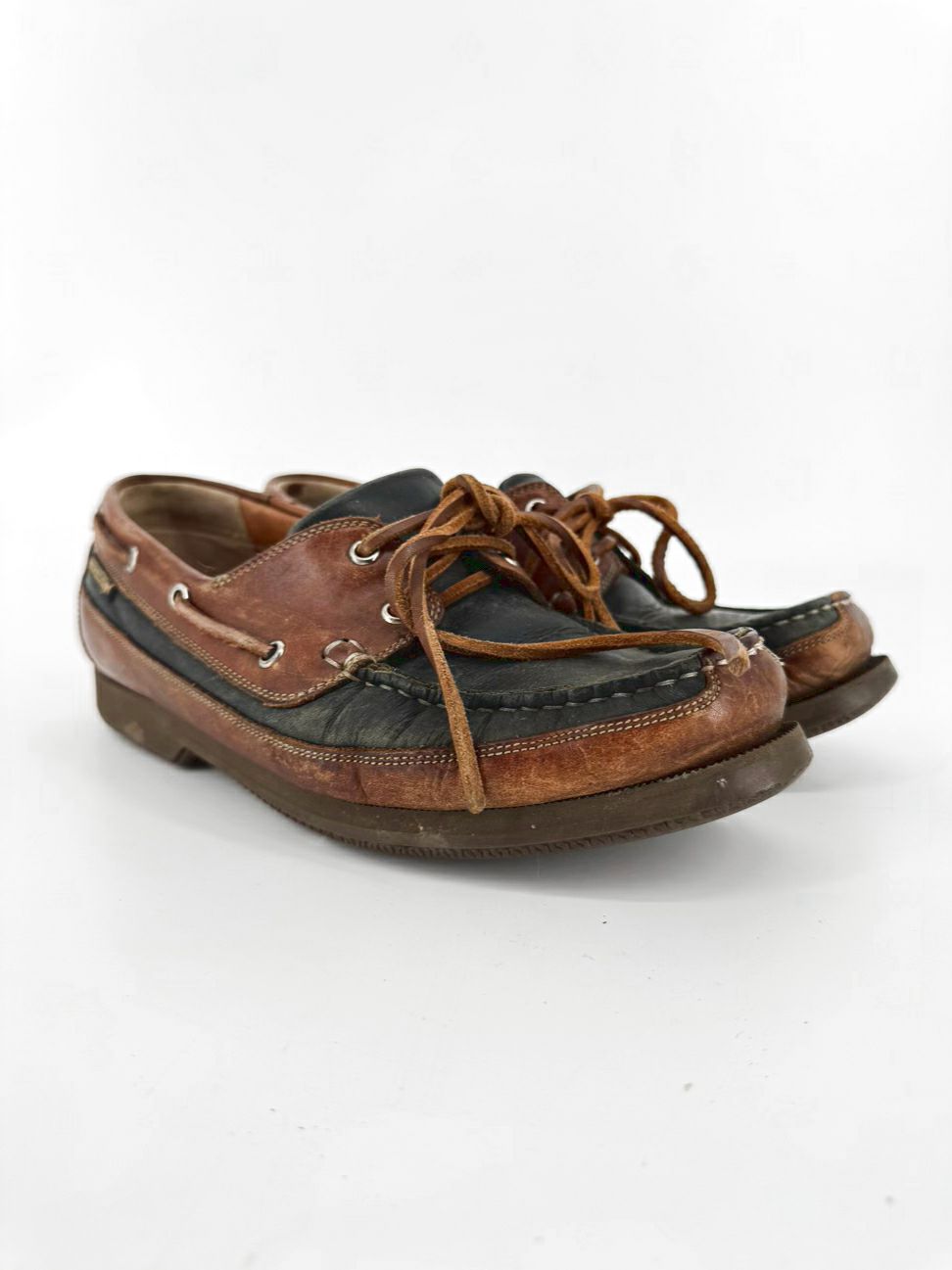 MEPHISTO Size 9 Brown & Black Leather Boat Shoes
