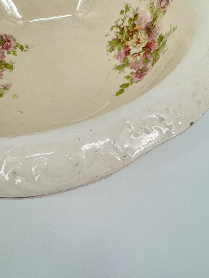 VINTAGE Pink & Green Floral Wash Bowl