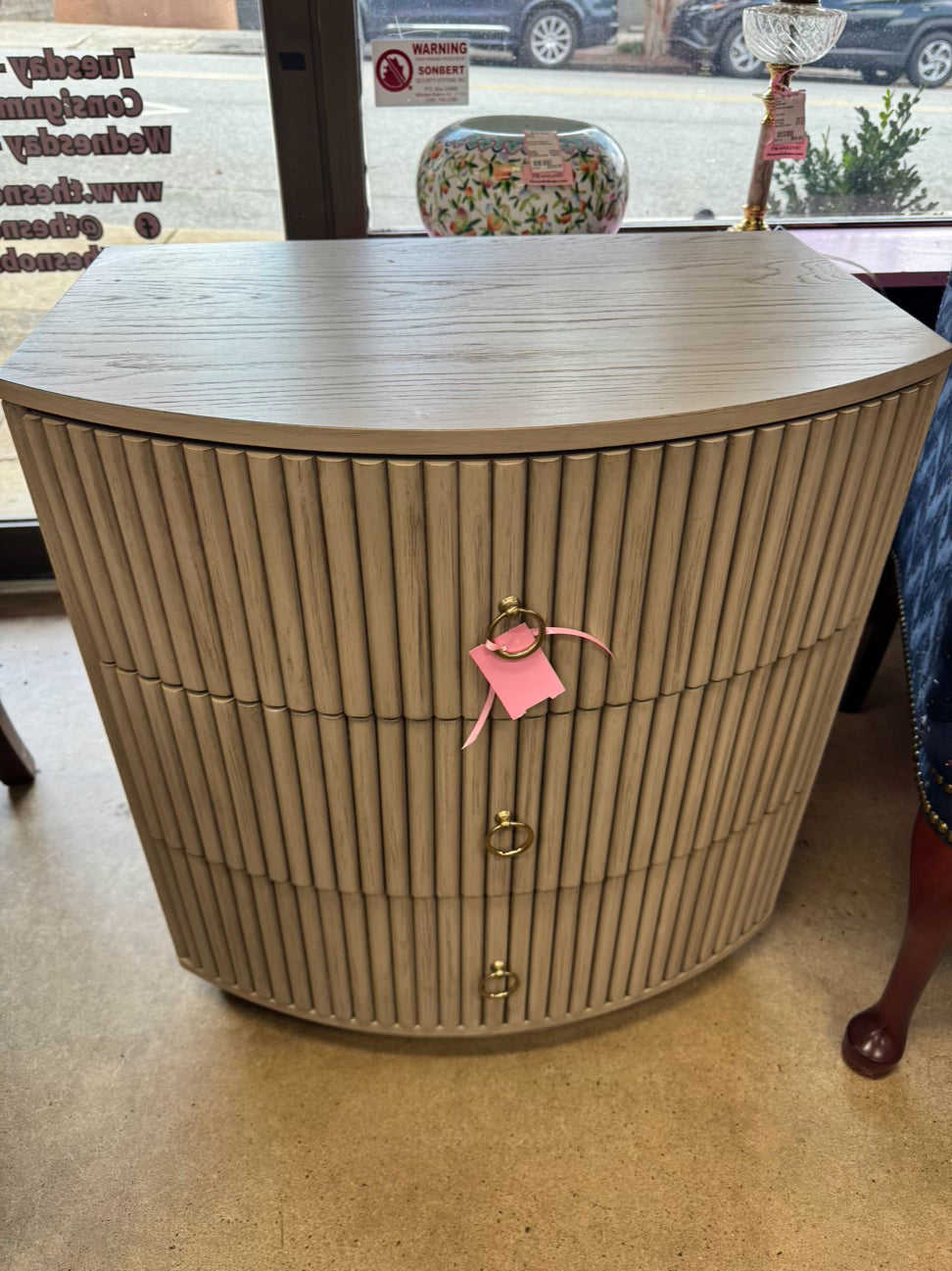 RACHEL ZOE Wood Taupe Fluted Nightstand