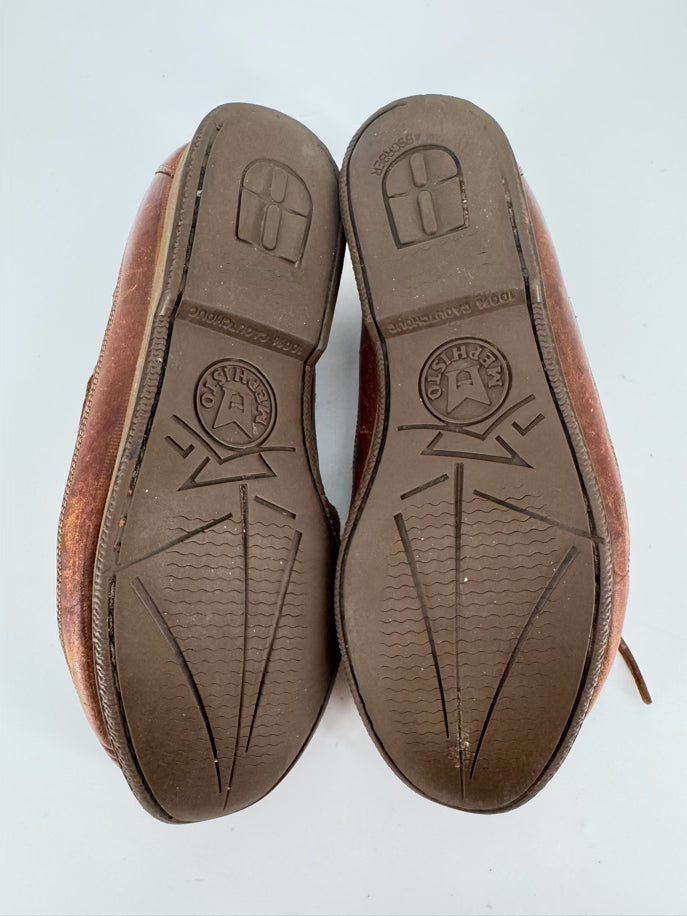 MEPHISTO Size 9 Brown & Black Leather Boat Shoes