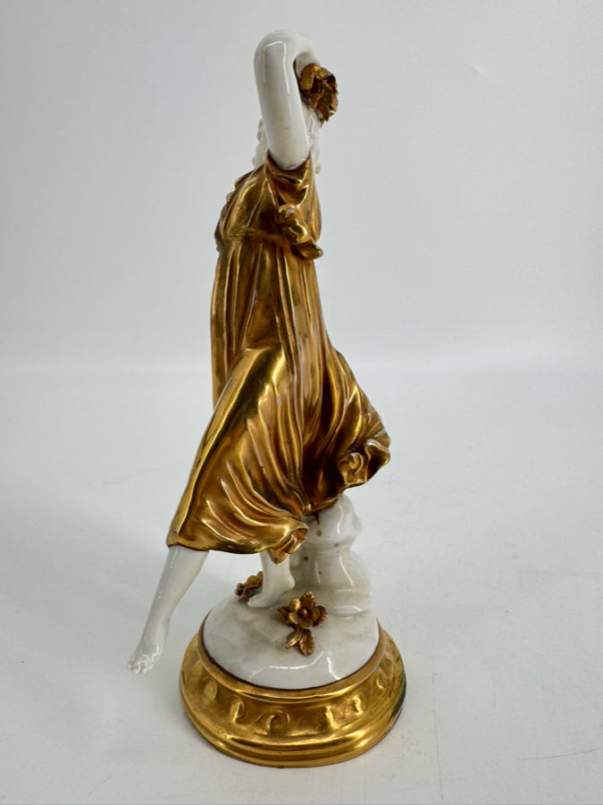 ERNST BOHNE & SOHNE Gold & White Dancing Lady Figurine