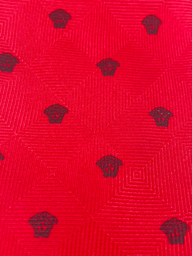 VERSACE Red & Black Medusa Head Silk Tie
