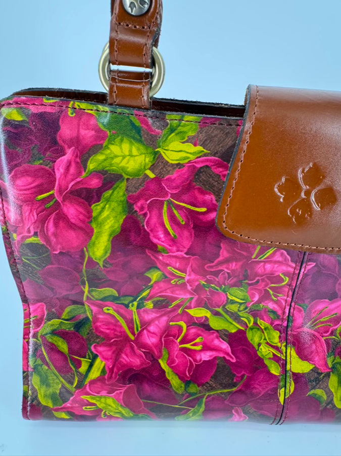 PATRICIA NASH Pink & Green Leather Floral Purse