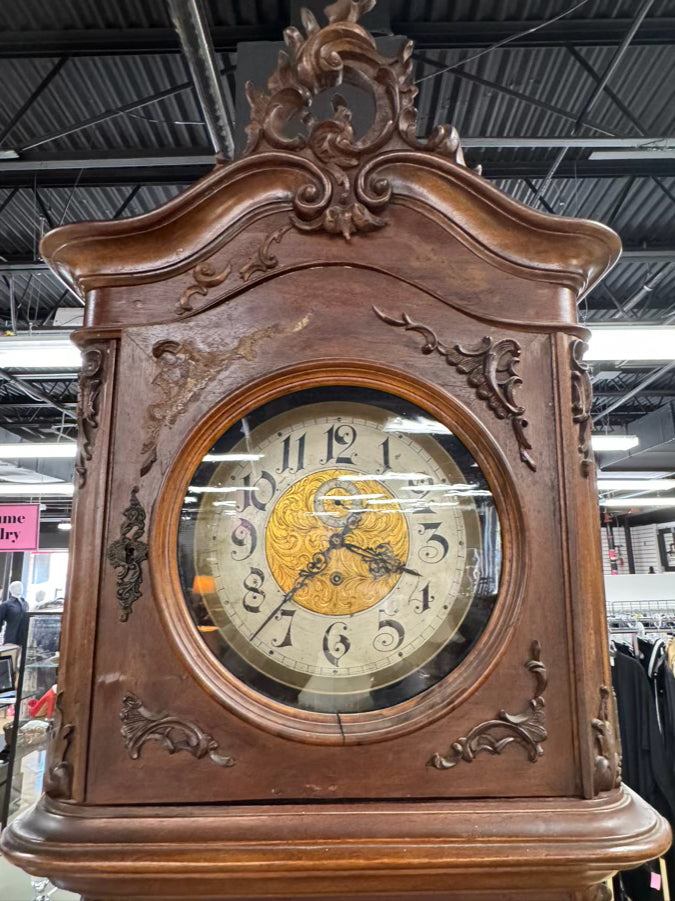 AUSTRIA Dark Wood Ornate 2-Piece Clock