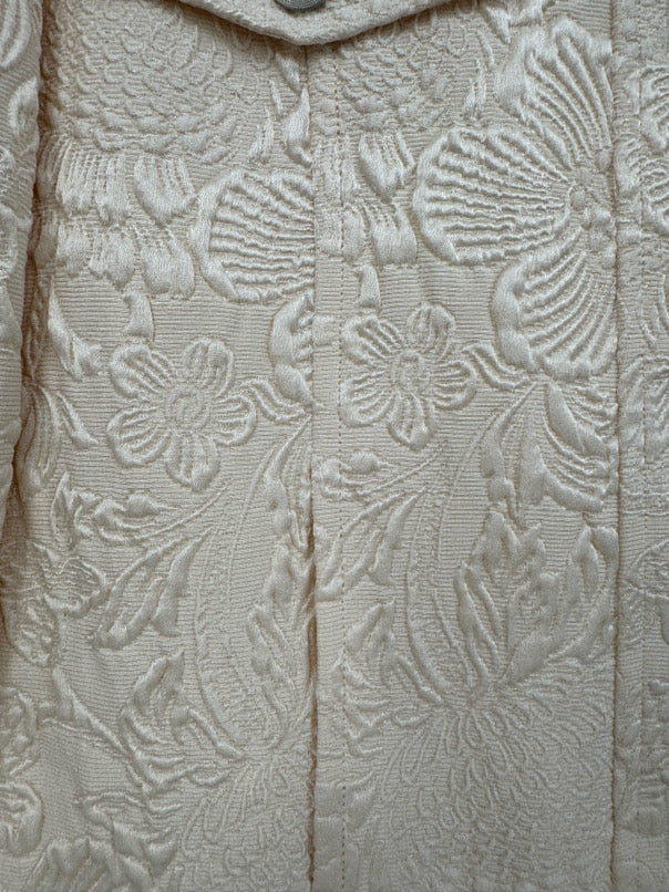 OSCAR DE LA RENTA Size 8 Champagne Embossed Floral Jacket