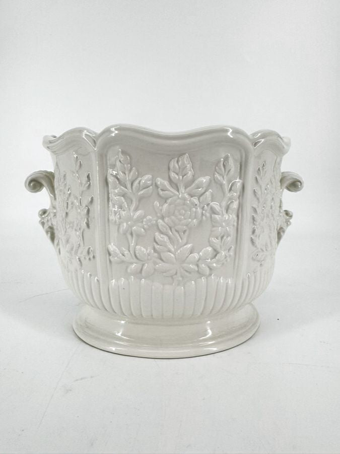 MOTTAHEDEH White Porcelain Oval Cachepot w/ Handles