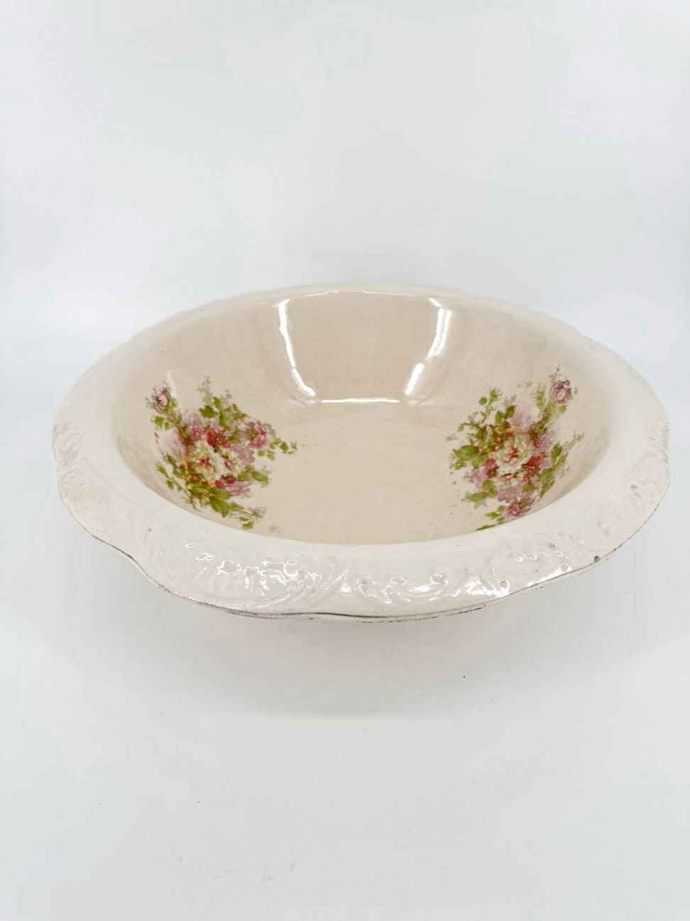VINTAGE Pink & Green Floral Wash Bowl