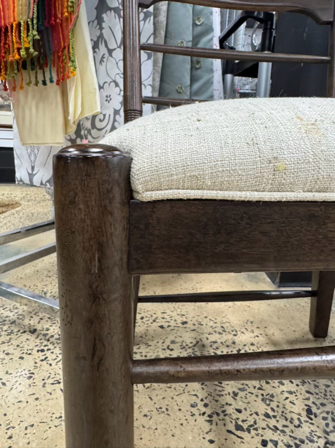 Dark Wood Cream Upholstered Pair of Side Chairs