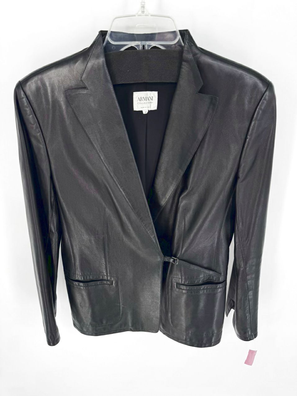 ARMANI COLLEZIONI Size 44 Black Leather Jacket