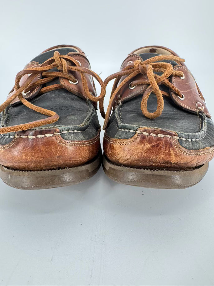 MEPHISTO Size 9 Brown & Black Leather Boat Shoes