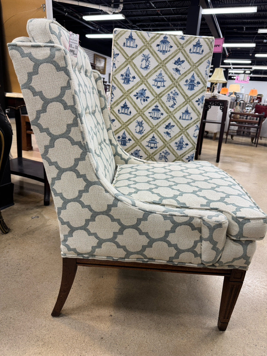 Aqua & Cream Geometric Chair
