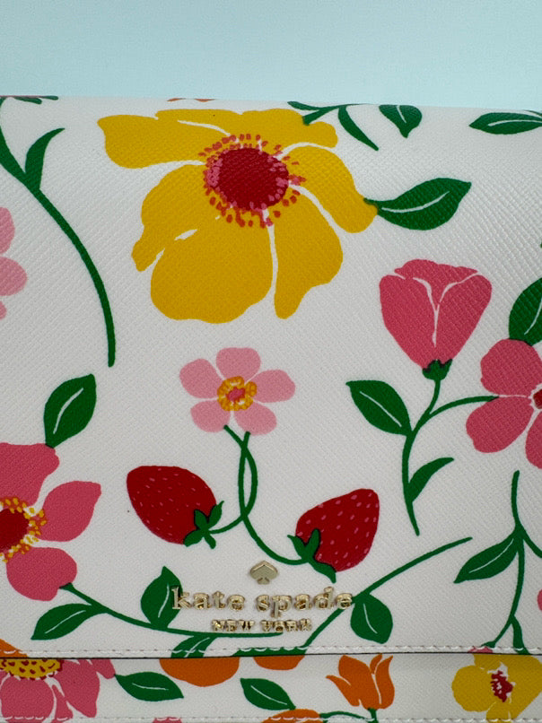 KATE SPADE Pink Leather Floral Madison Flap Crossbody Bag NWT