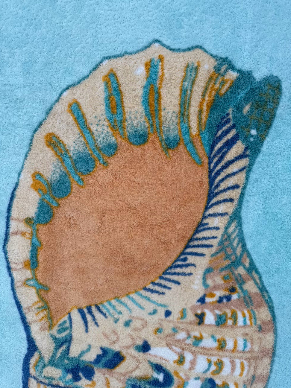 HERMES Blue & Tan Shell Beach Towel