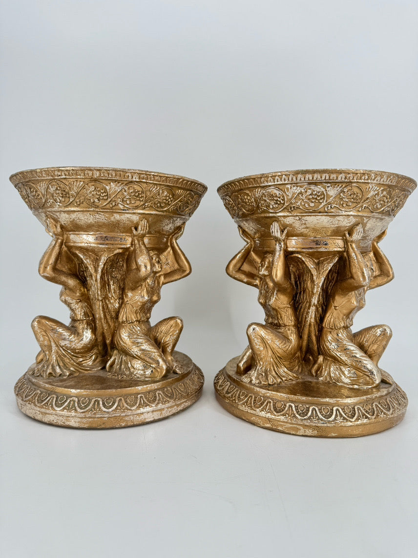 Gold Greek Figures Pair of Centerpieces