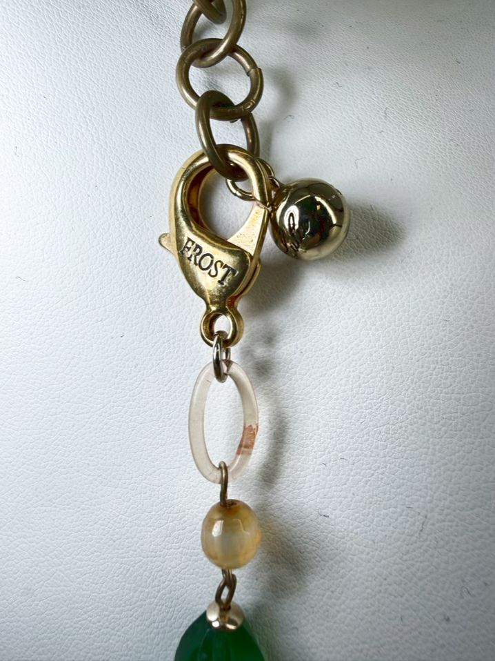 LULU FROST Gold Tone Multicolor Necklace w/ 4 Charms
