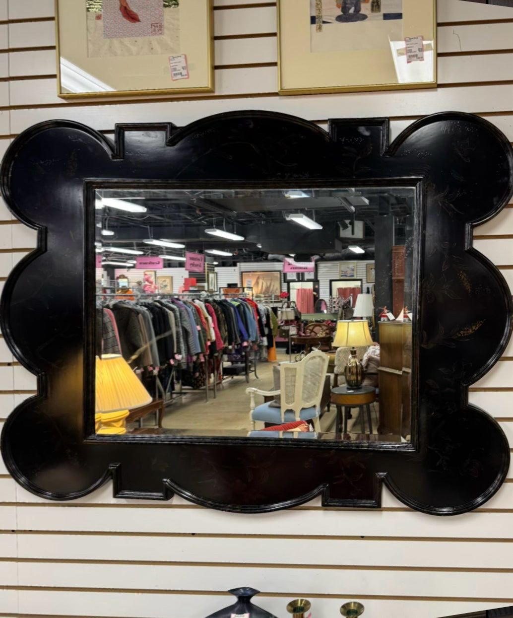 FURNITURELAND SOUTH Black Scalloped Edge Mirror