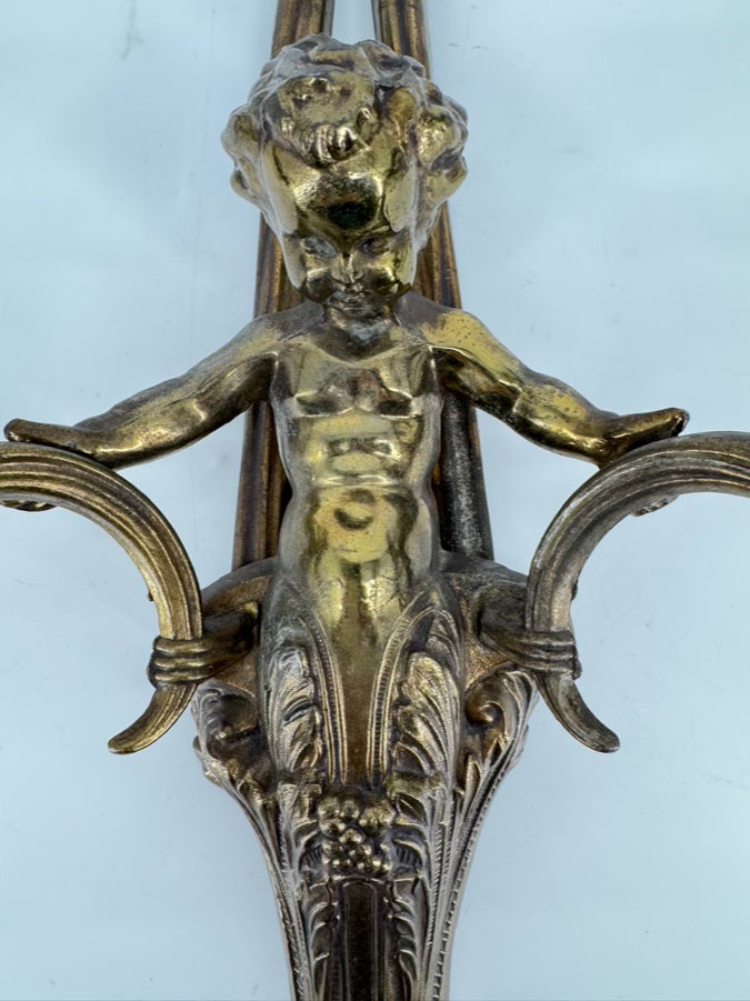 Brass Cupid & Bow Candle Sconce