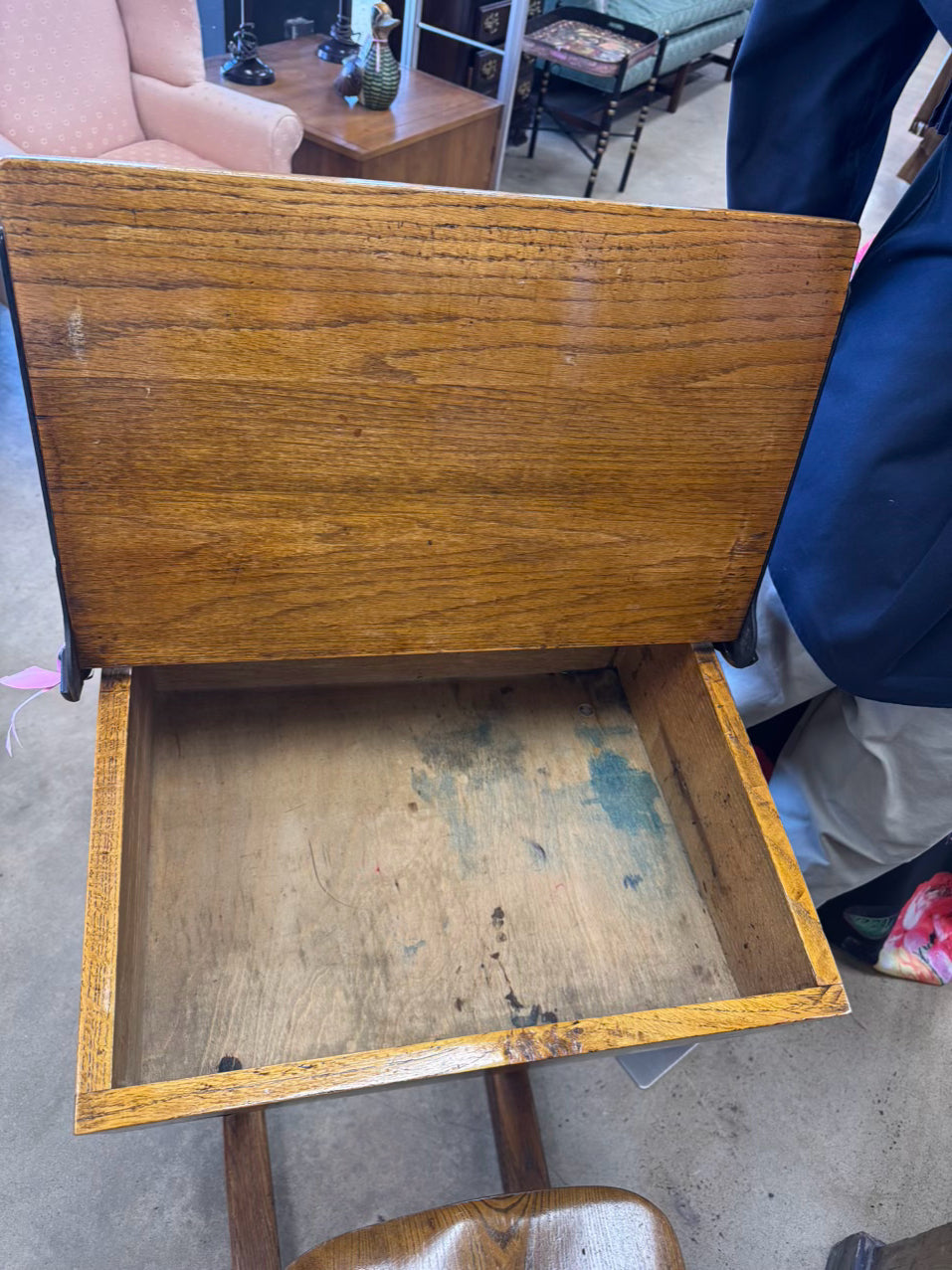 ANTIQUE Wood School Desk