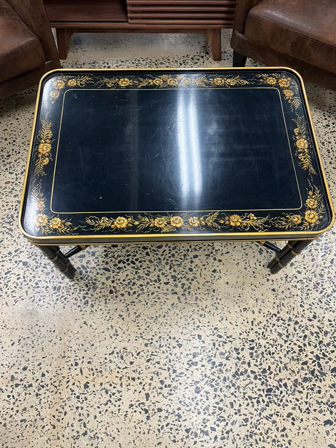 WELLINGTON HALL Black & Gold Wood Chinoiserie Coffee Table