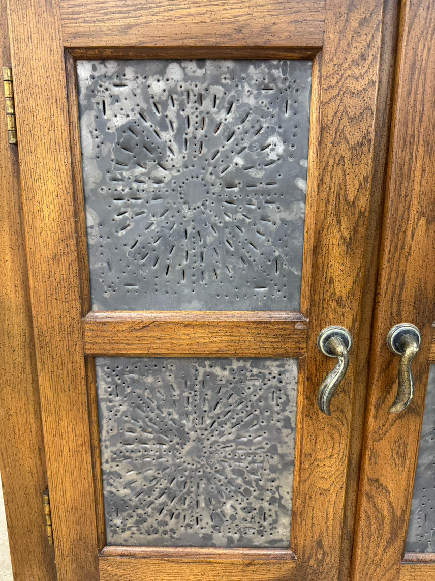 Wood & Punched Tin Doors Pie Safe