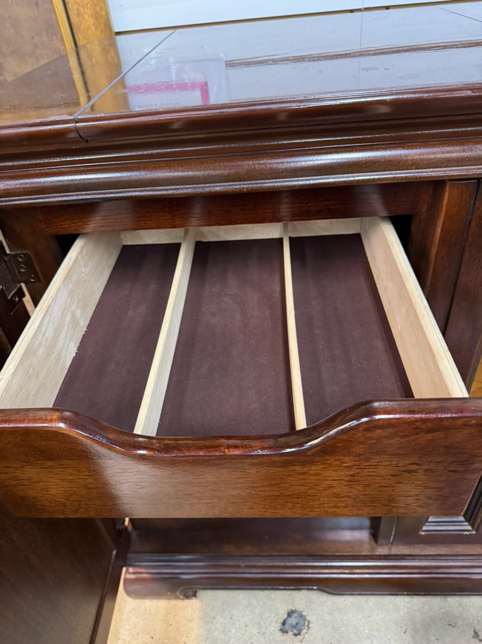 Two-Tone Wood Carved Server w/ Foldout Top