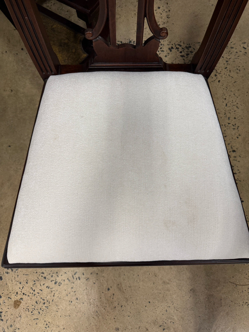 Wood & Cream Upholstered Side Chair