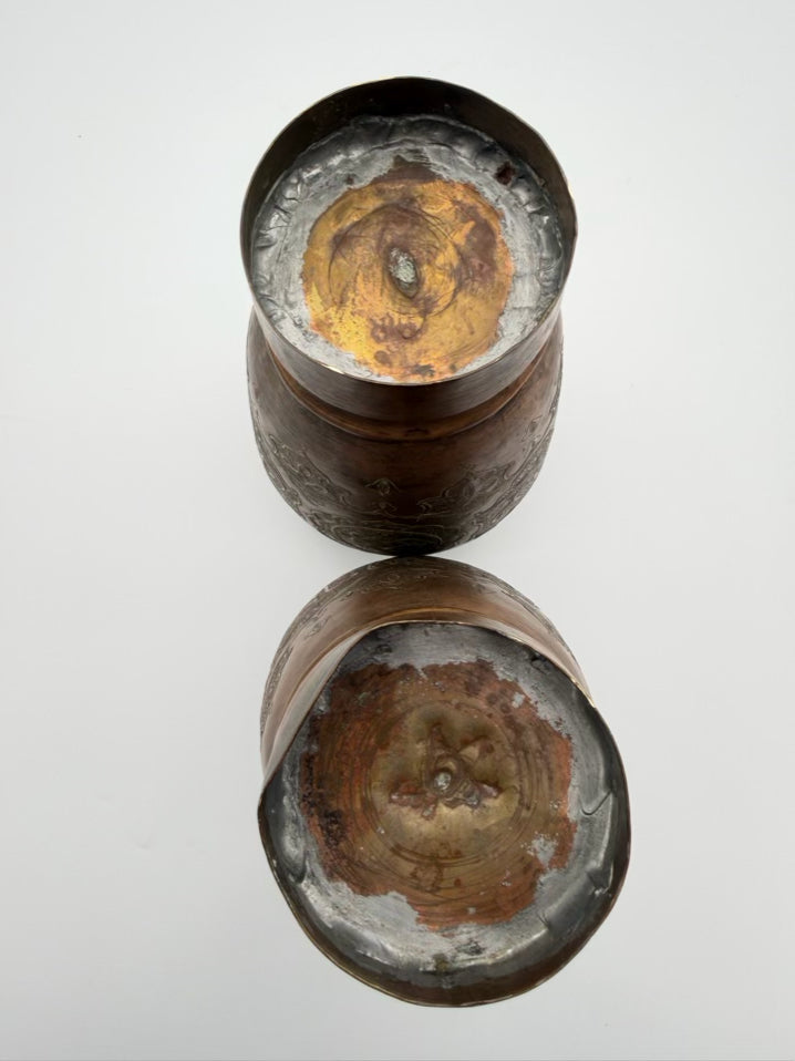 Metal Embossed Pair Of Jars