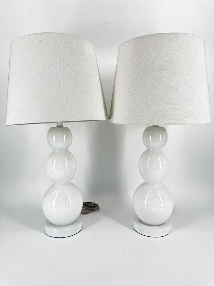 SAFAVIEH White Jayne Three Sphere Glass Pair of Lamps