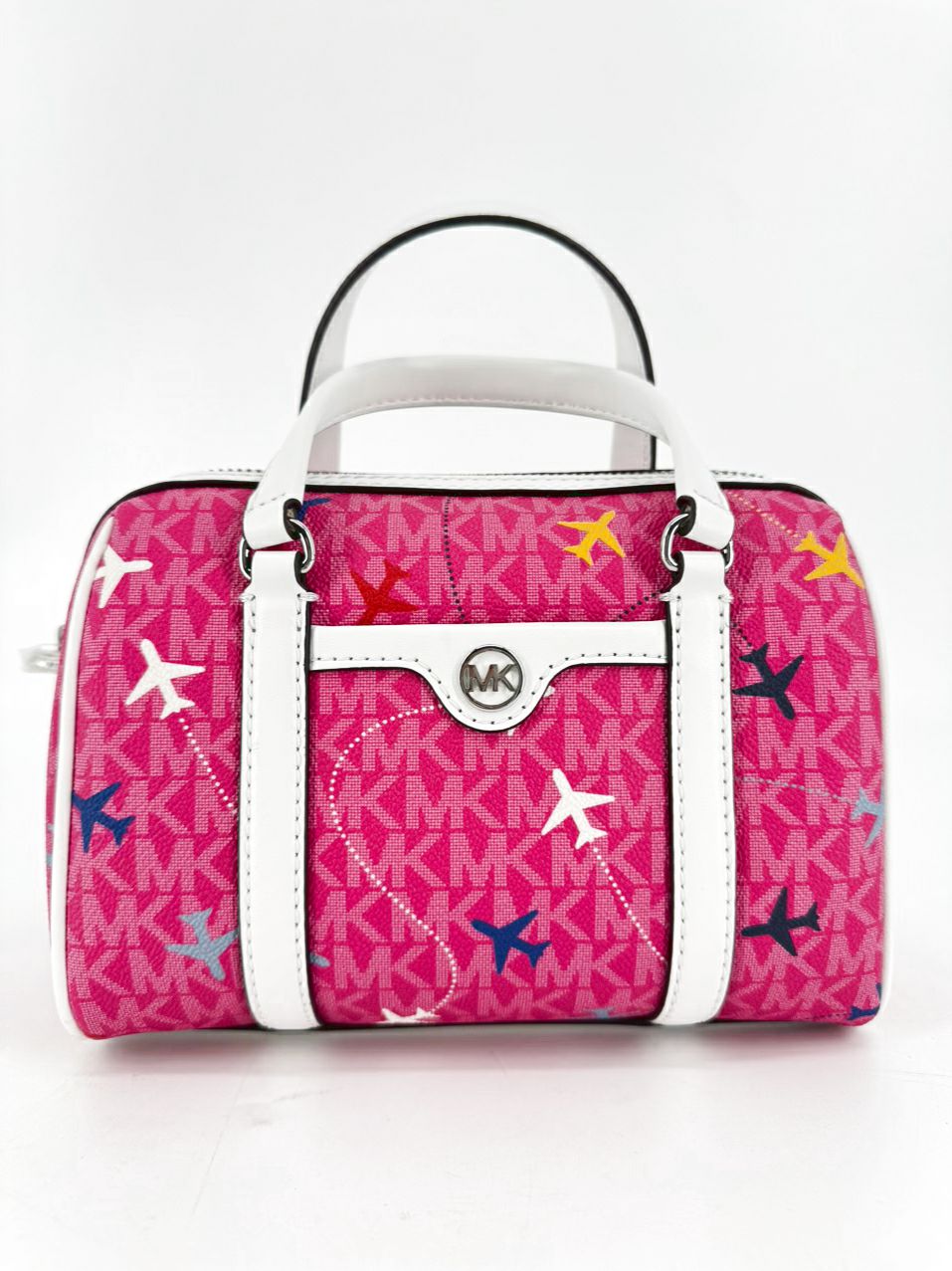 MICHAEL MICHAEL KORS Pink & White Leather Airplanes Purse NWT