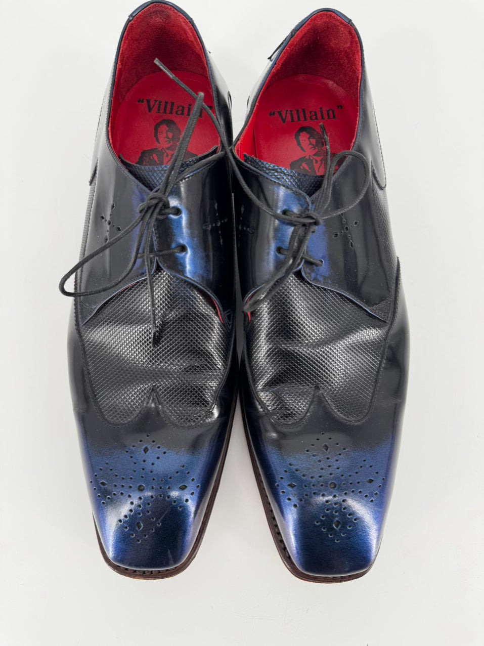 JEFFERY WEST Size 9.5 Blue & Black Leather 'Villain' Dress Shoes