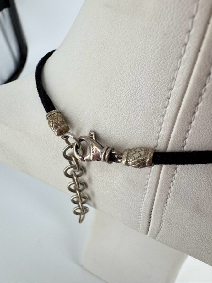 CHARLES KRYPELL STERLING SILVER Pendant Black Cord Necklace